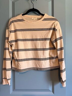 Roolee Cream Striped Long Sleeve Top